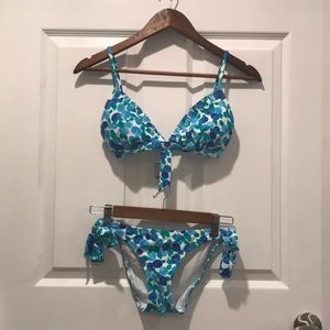 JCREW NWT BLUEBERRY TWO PIECE SWIM. TOP XXS BOTTOM XXS
